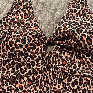 KONA SOL 20W ONE-PIECE ANIMAL PRINT SWIMSUIT WITH TIE NECK. Very cute!